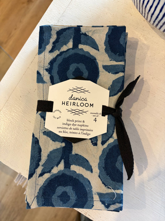 Blue Block Print Kitchen Towel