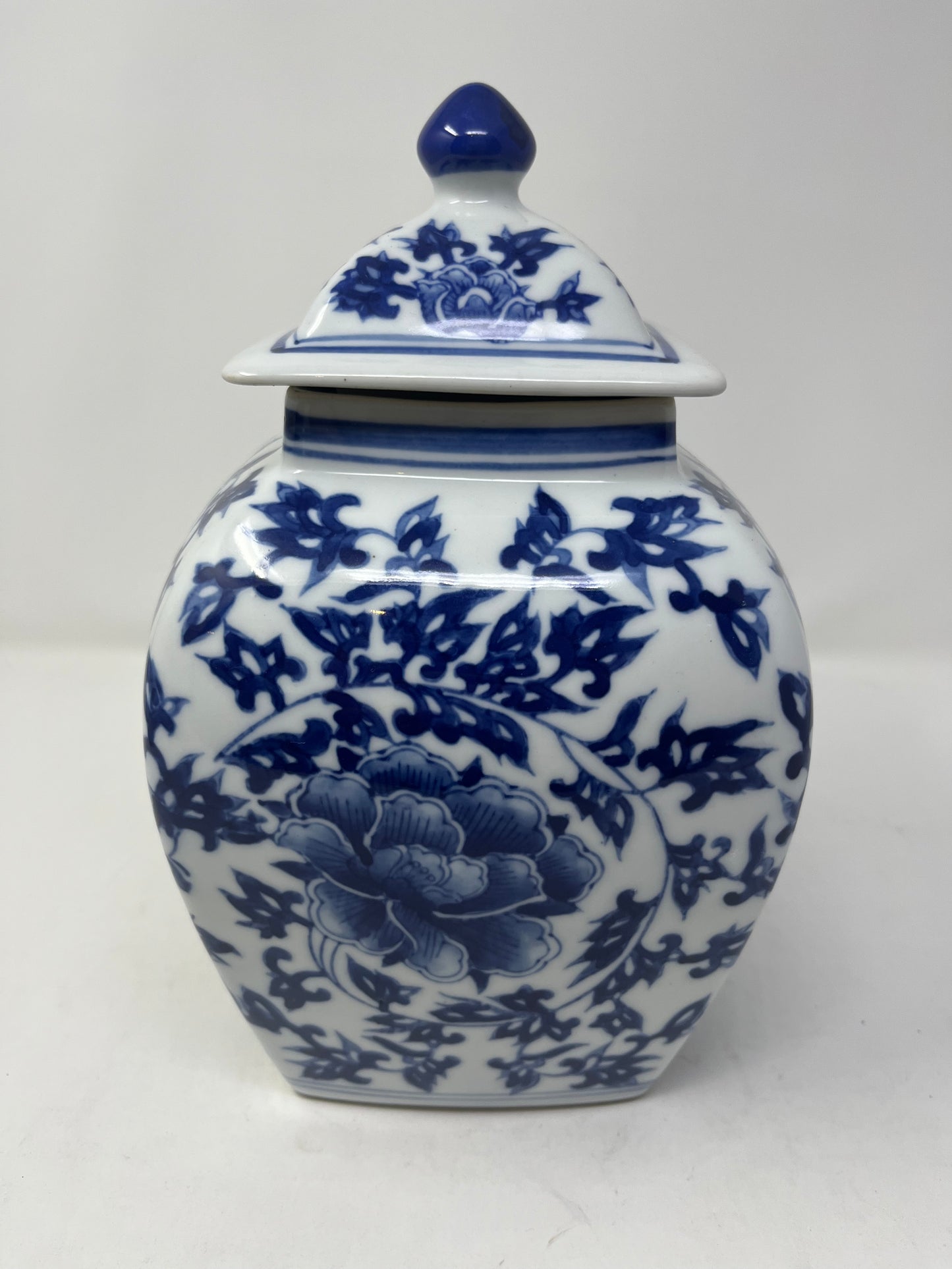 Cobalt Vine Lidded Ceramic Pot (NO PRICE YET)