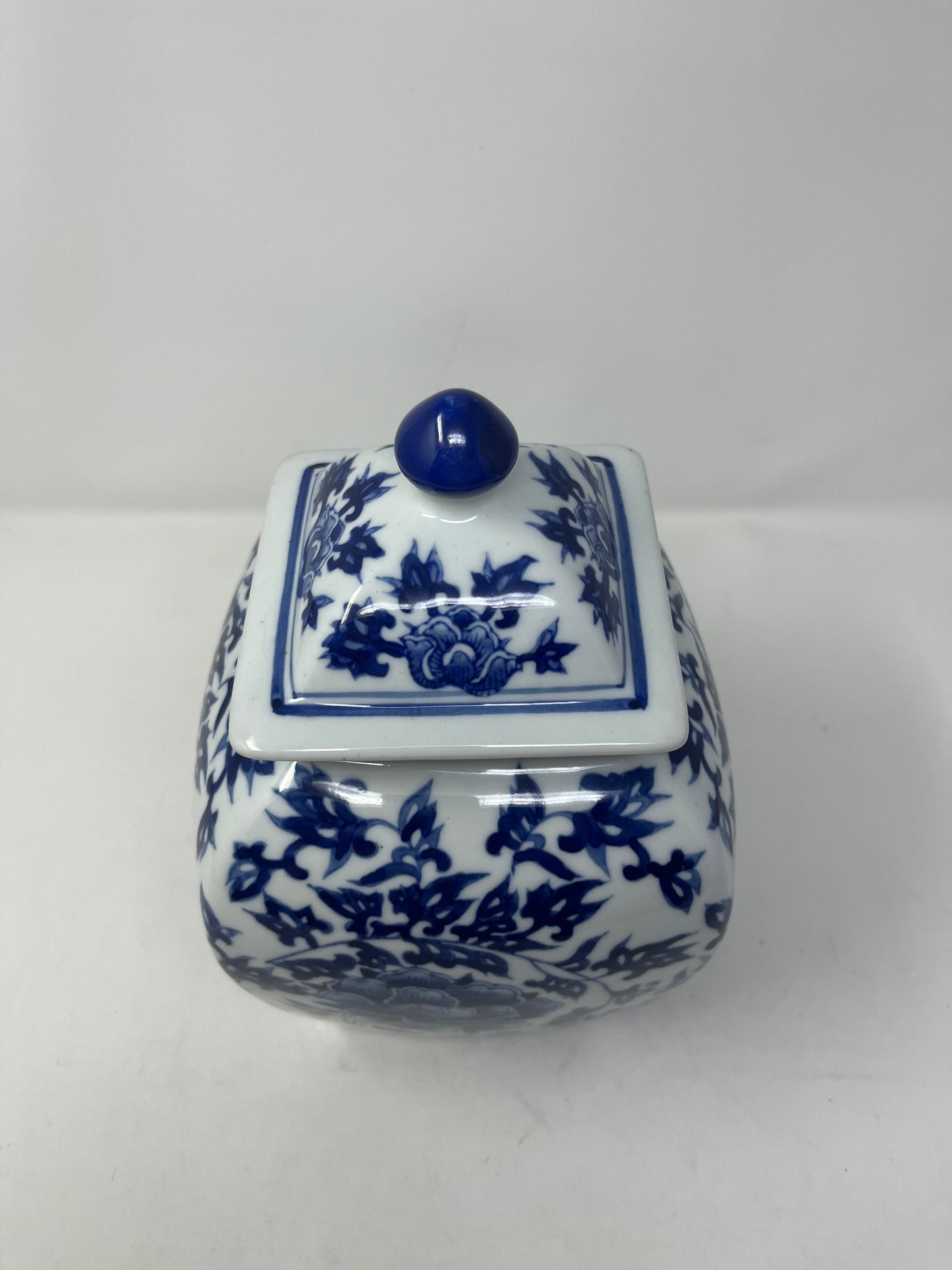 Cobalt Vine Lidded Ceramic Pot (NO PRICE YET)
