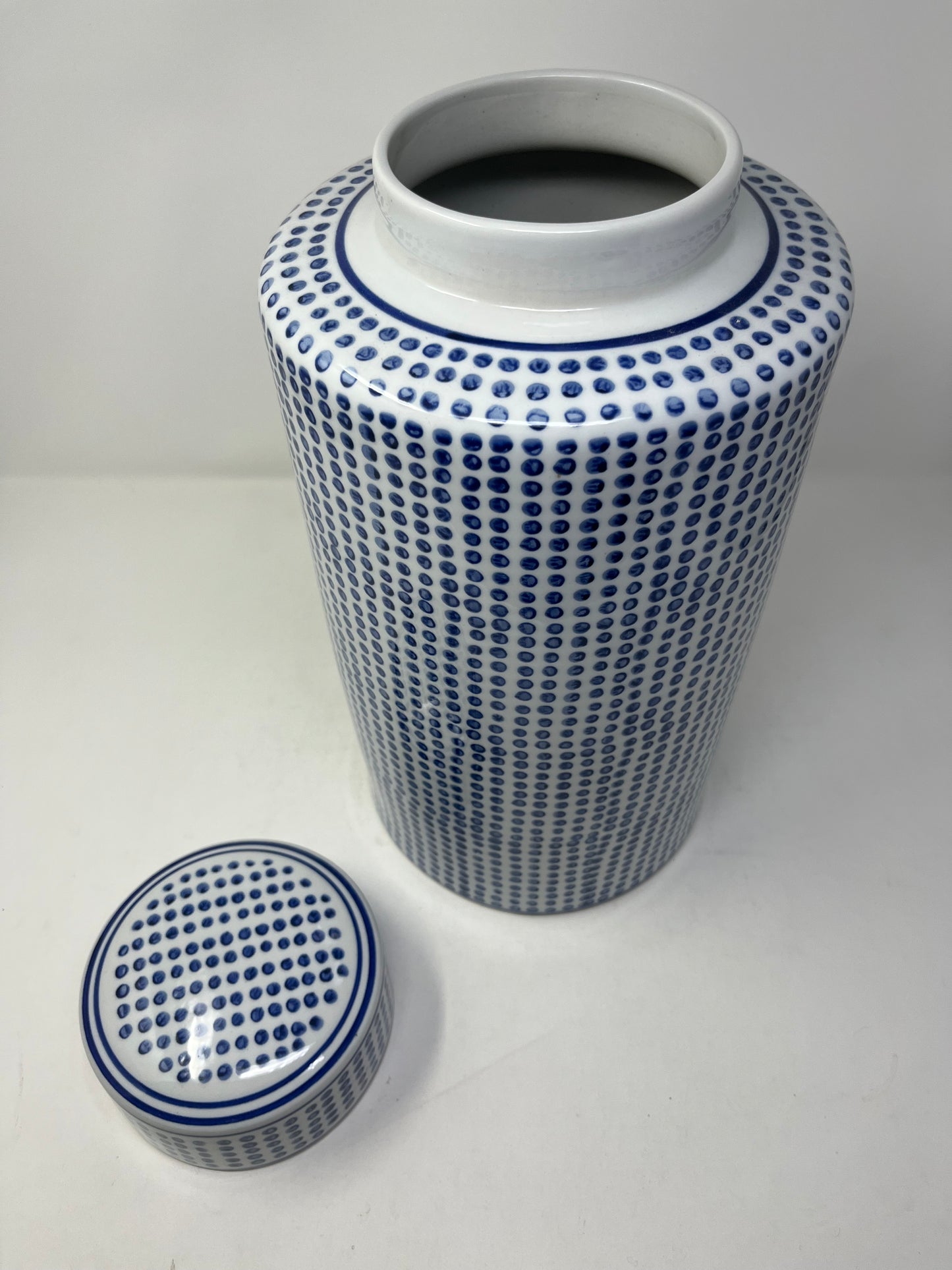 Blue Dot Ceramic Jar