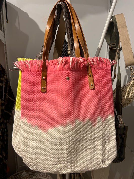 Neon Faded & Frayed Tote