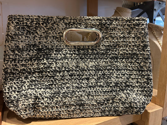 Black & White Straw Clutch
