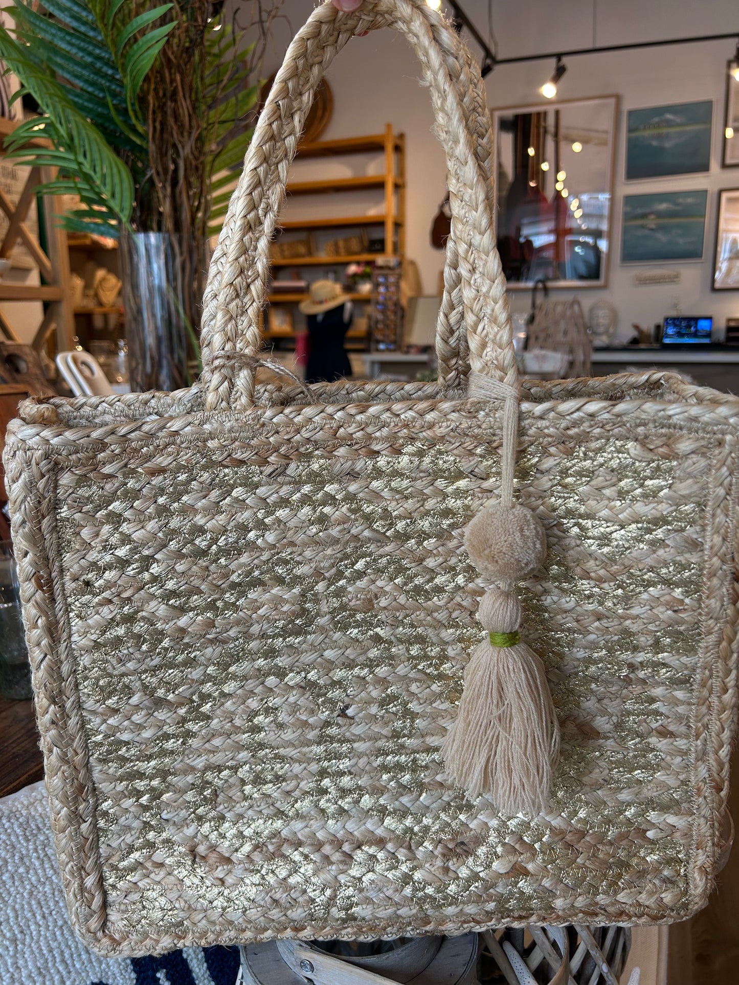 Gold & Natural Straw Bag