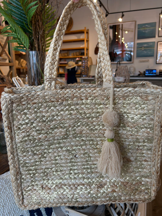 Gold & Natural Straw Bag