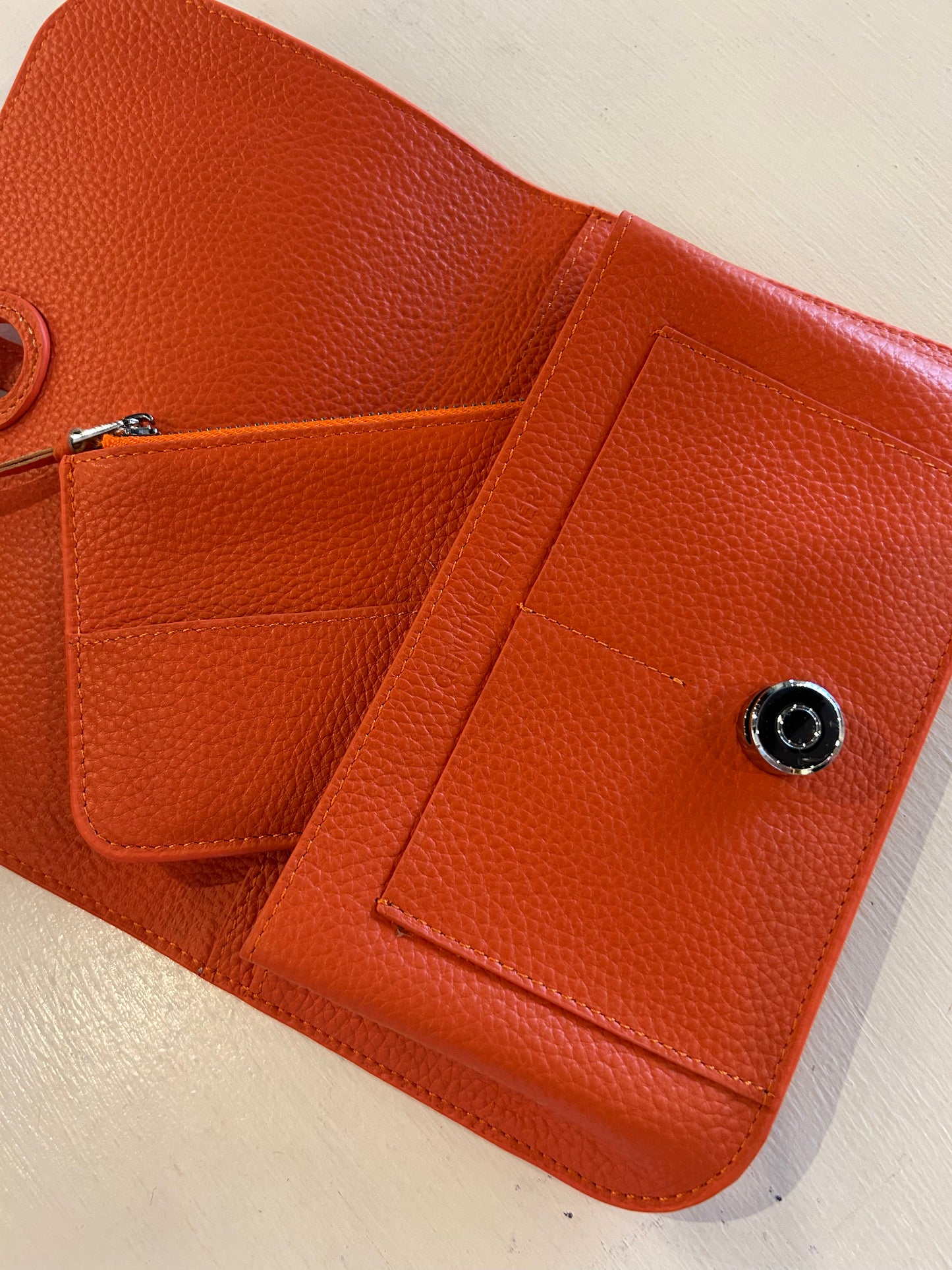 Orange Textured Leather Wallet