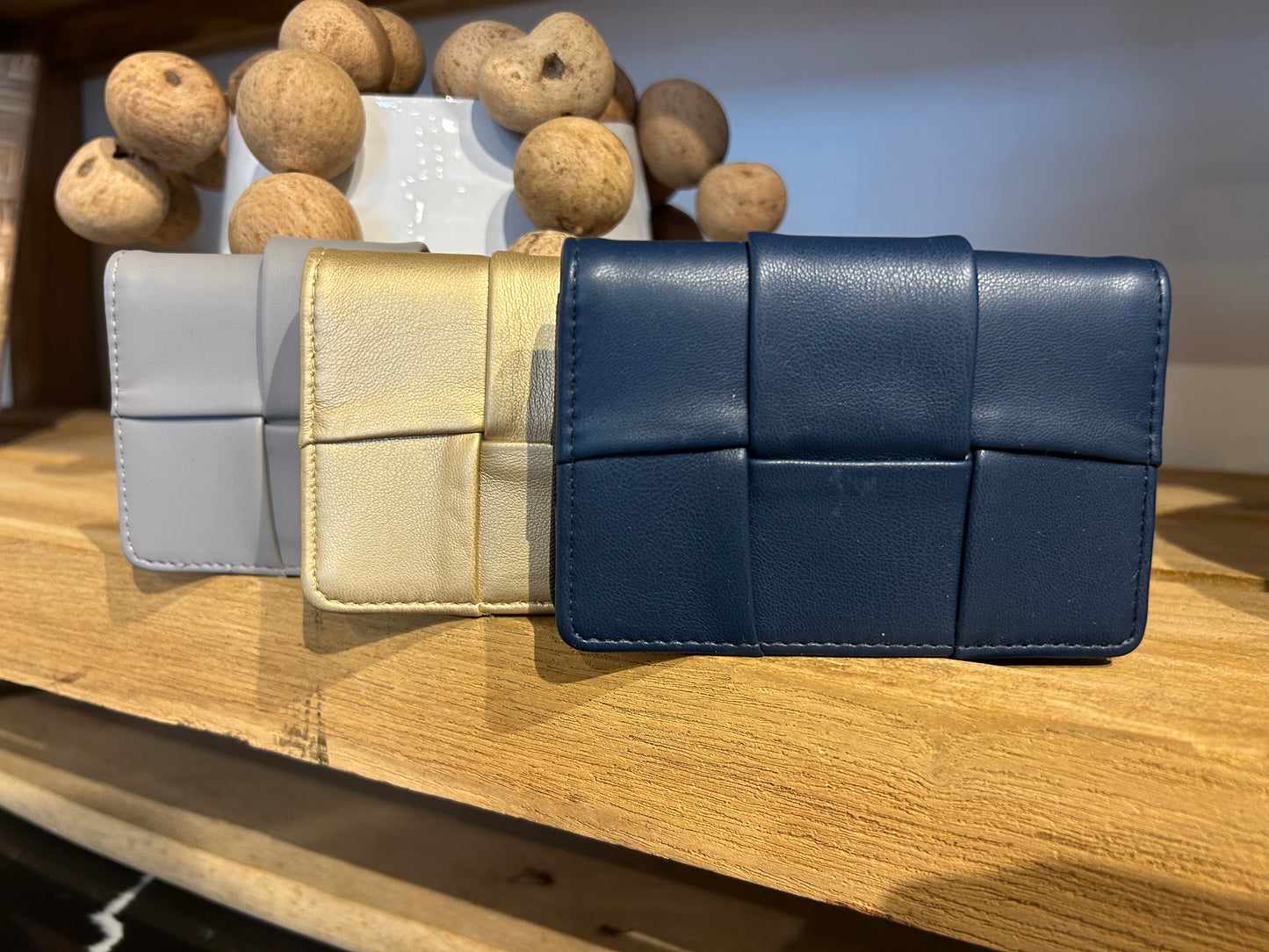 Woven Leather Mini Wallet