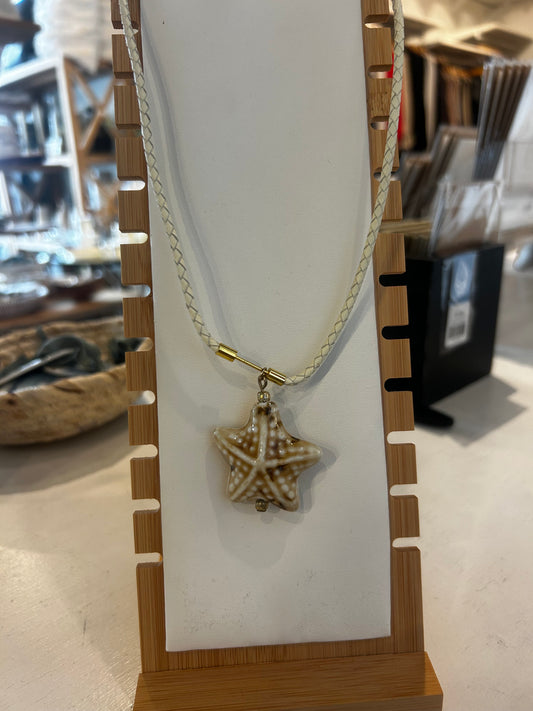 White and Gold Rope Starfish Necklace