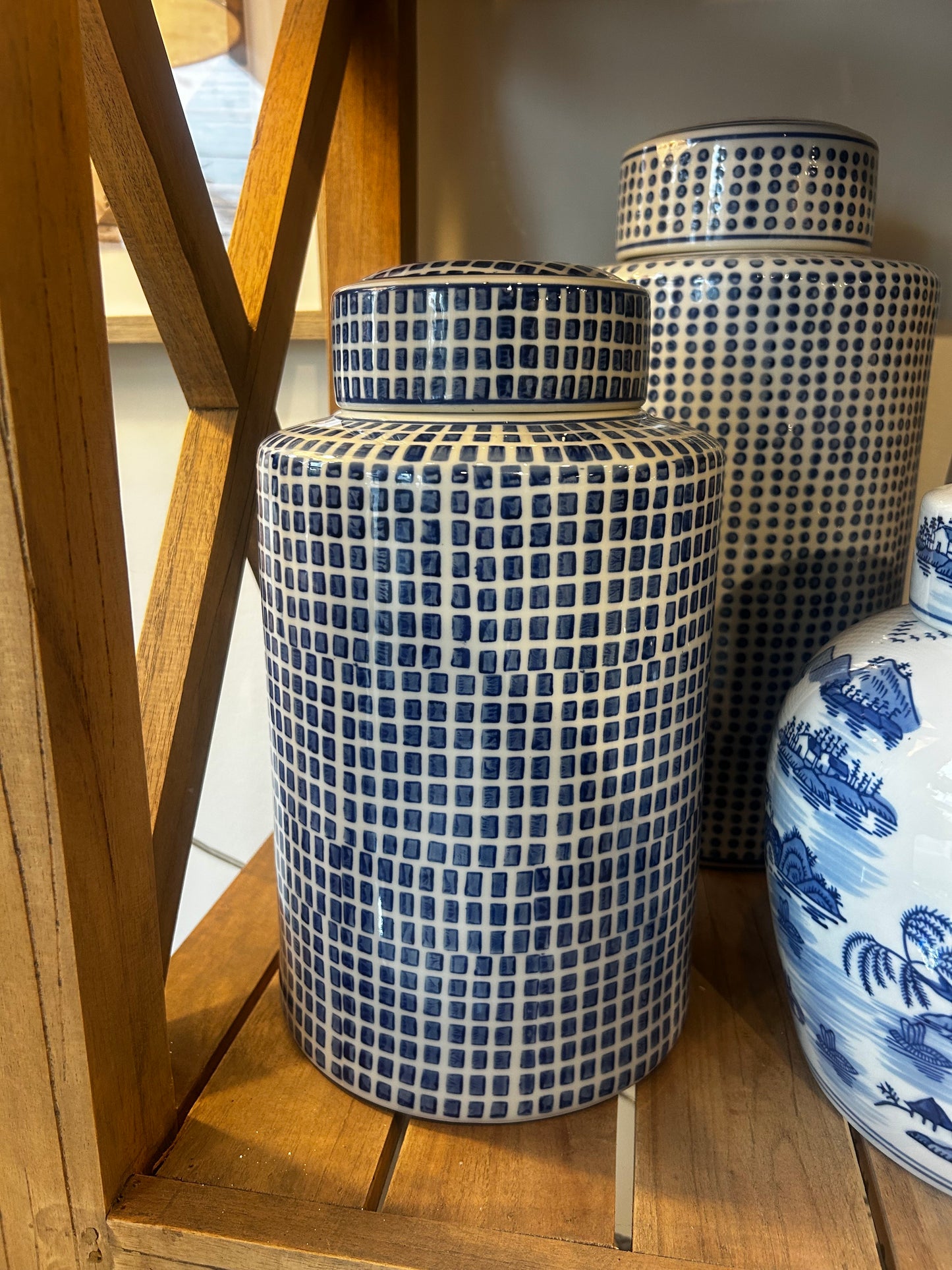 Blue Dot Ceramic Jar