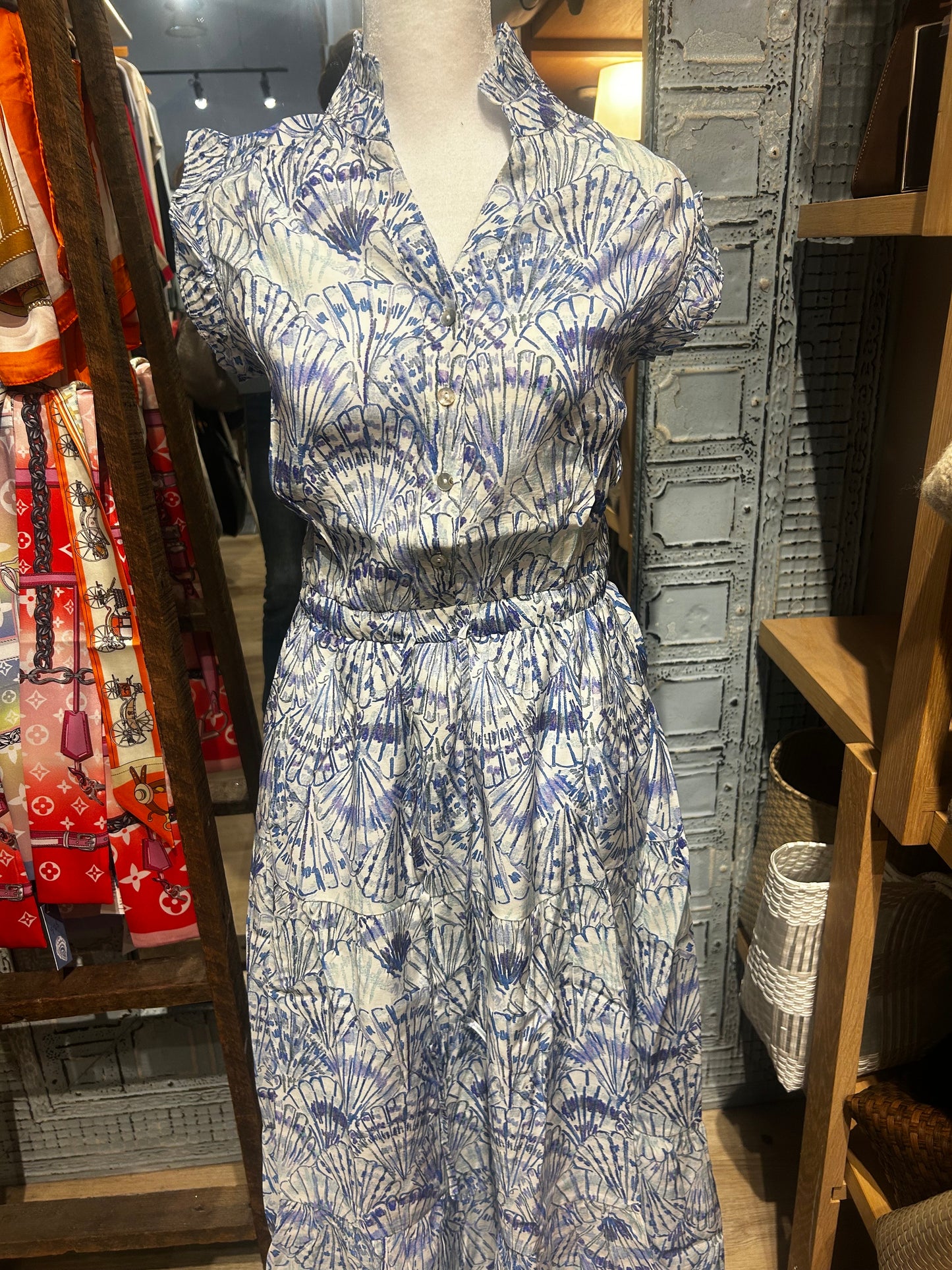 Blue Seashell Maxi Dress