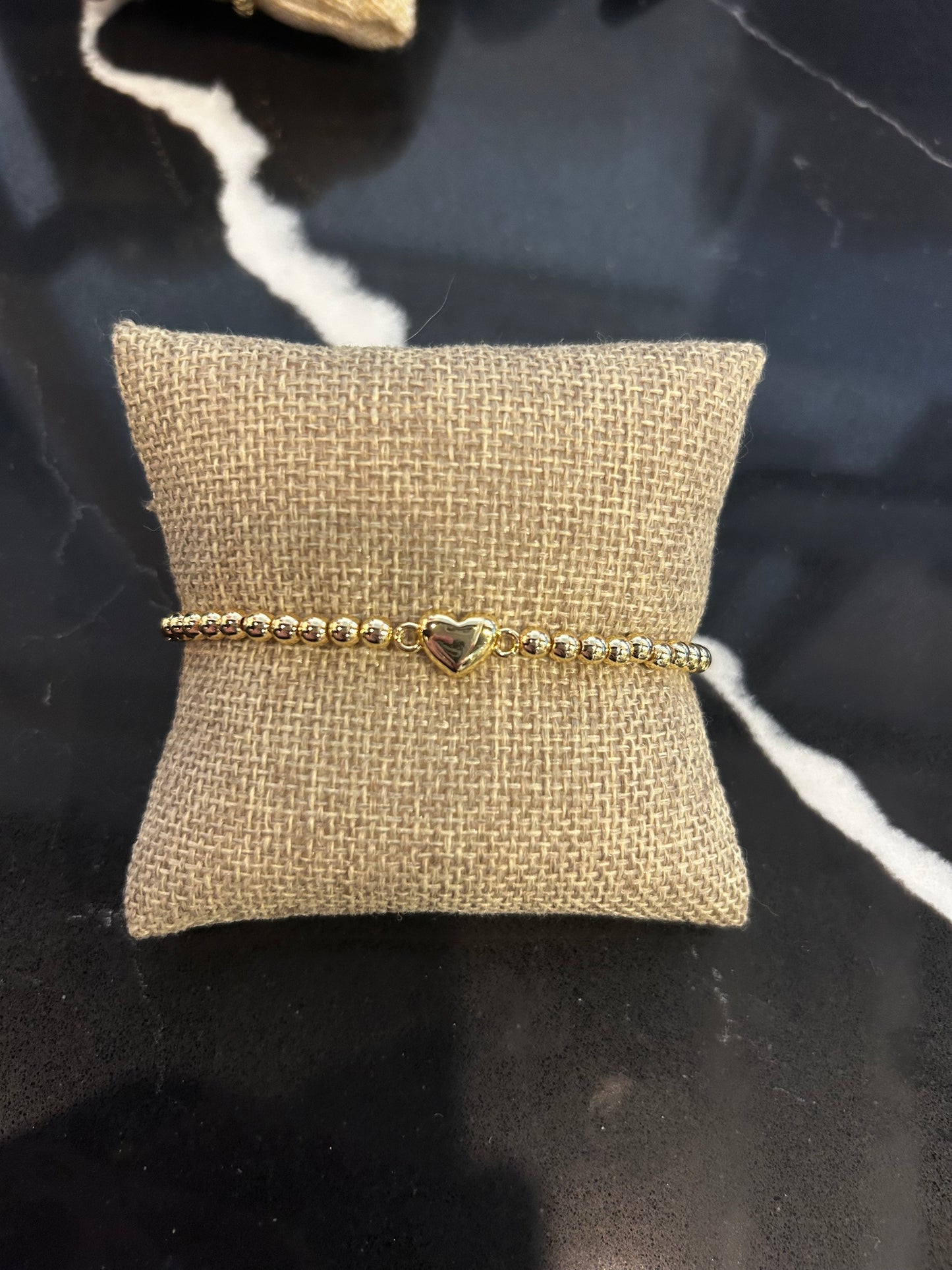 Gold Beaded Heart Bracelets