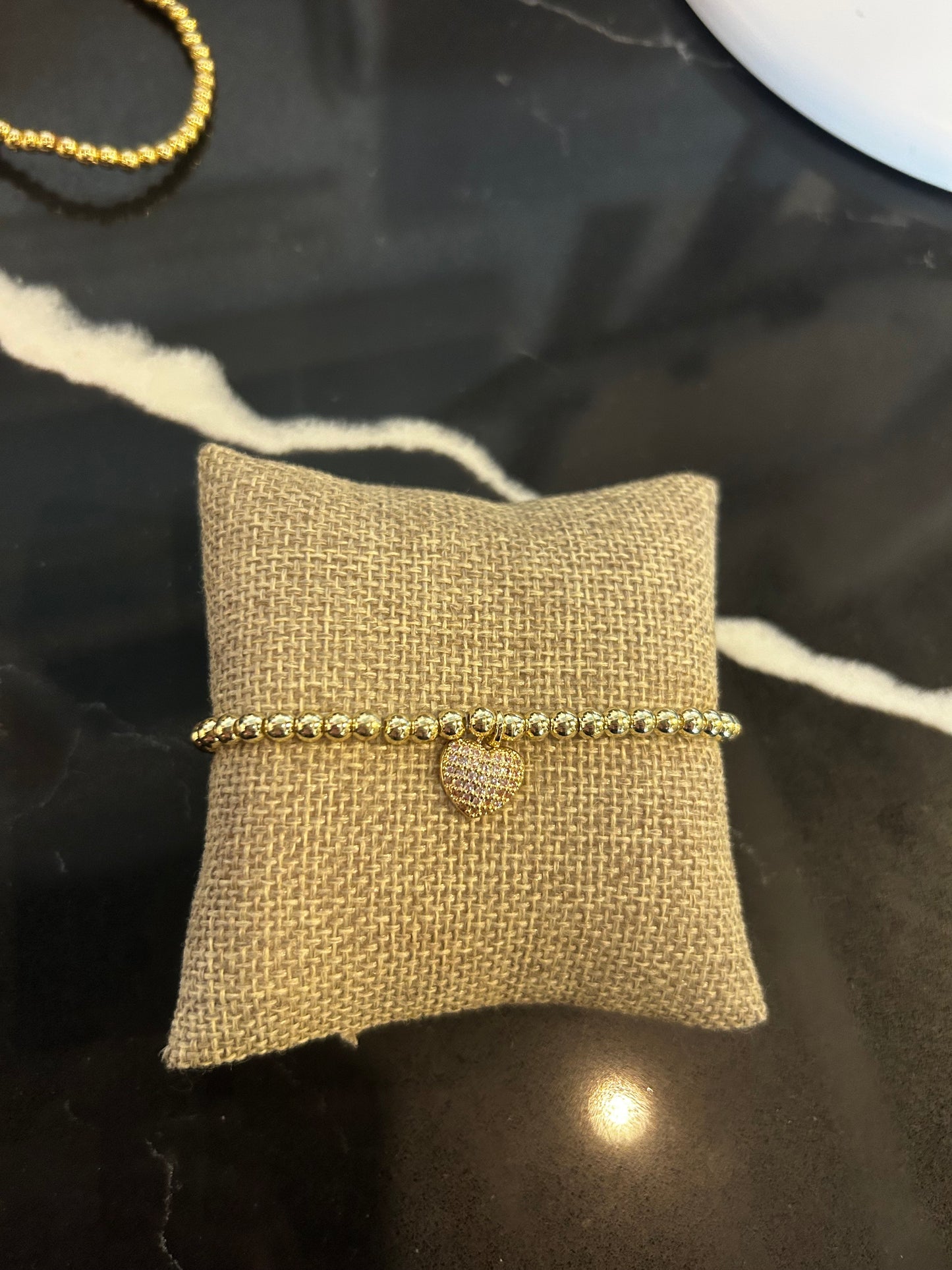 Gold Beaded Heart Bracelets