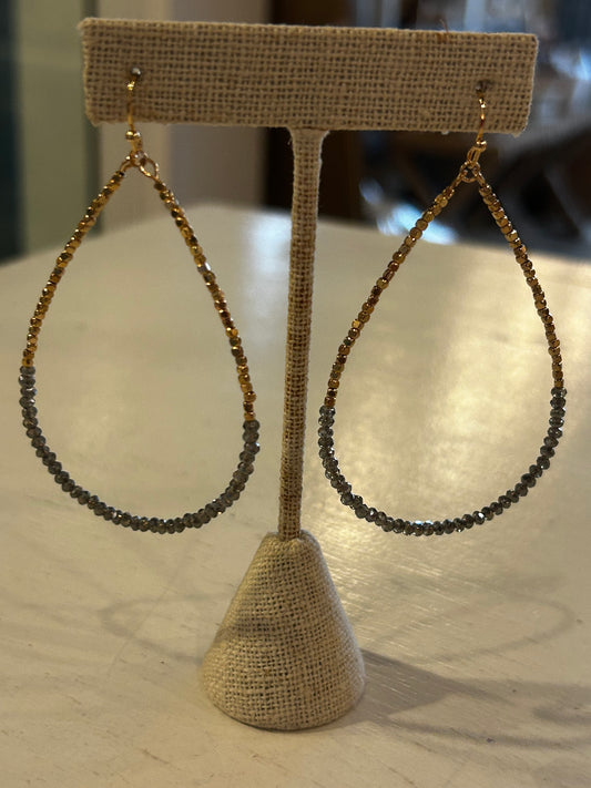 Gold & Grey Teardrop Earrings