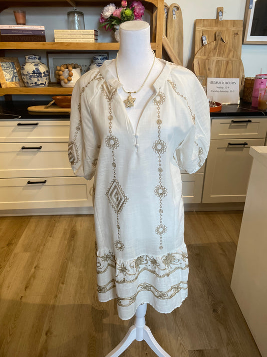 White & Gold Dress Cover-up