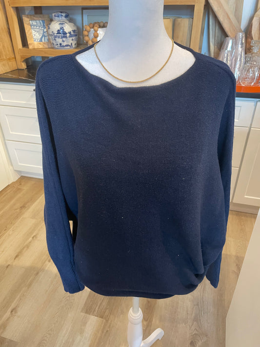 Navy Blue Boat Neck Sweater