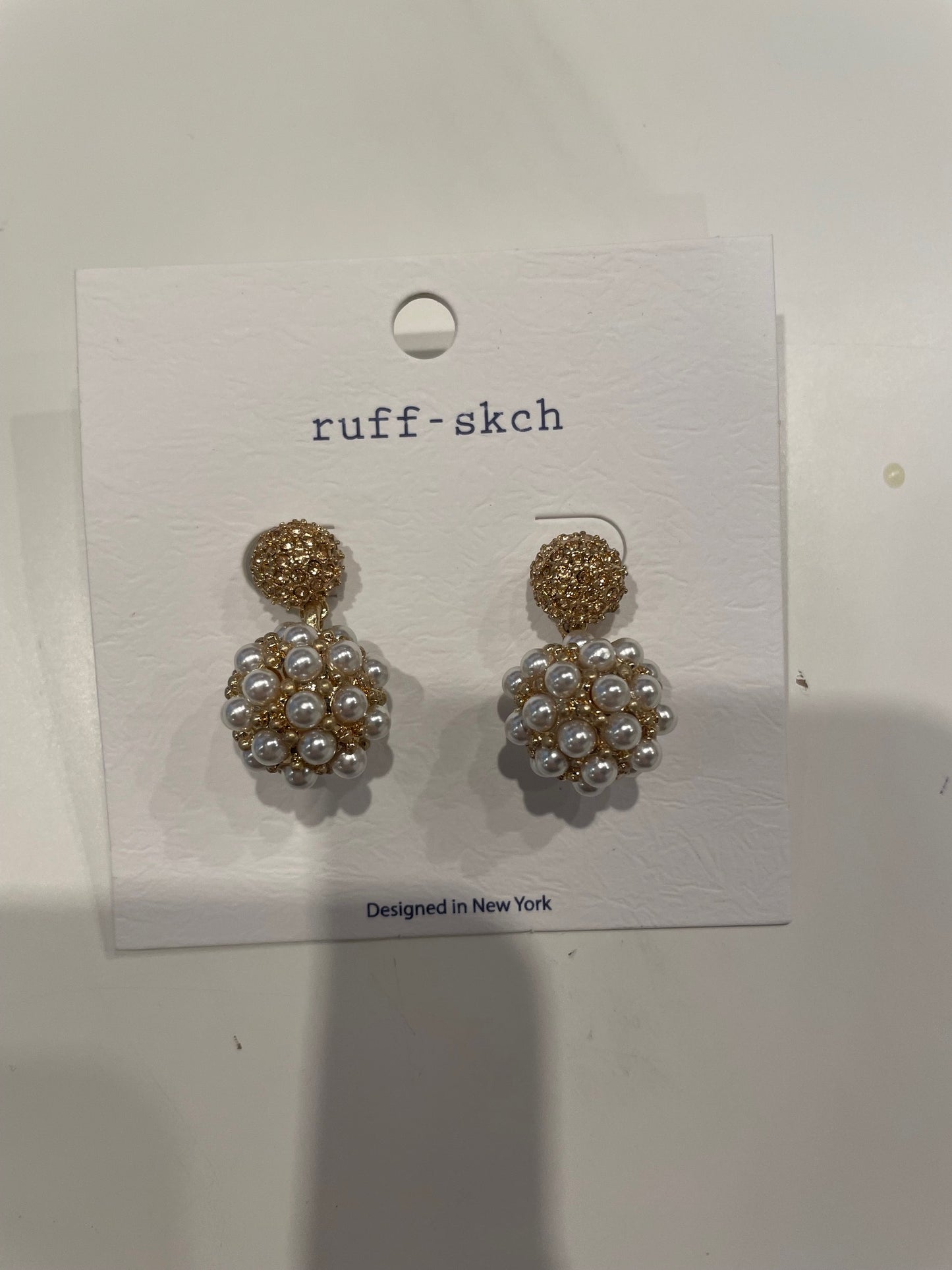 Chunky Pearled Gold Droplet Earrings