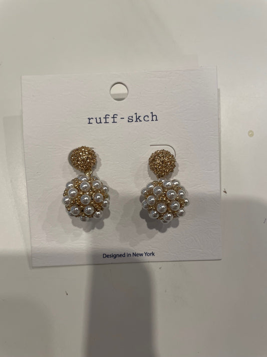 Chunky Pearled Gold Droplet Earrings