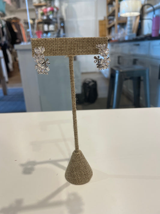 Silver Flower Hoop Earrings