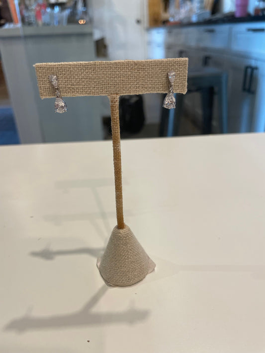 Small Silver Diamond Droplet Earrings