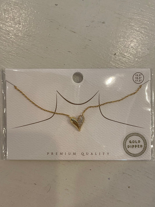 Heart Pendant Half Sparkly Necklace