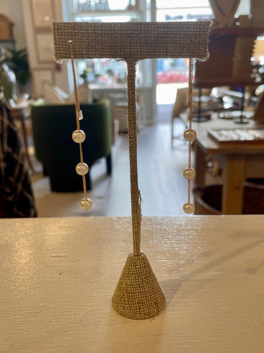 Three Pearl Threader Earrings
