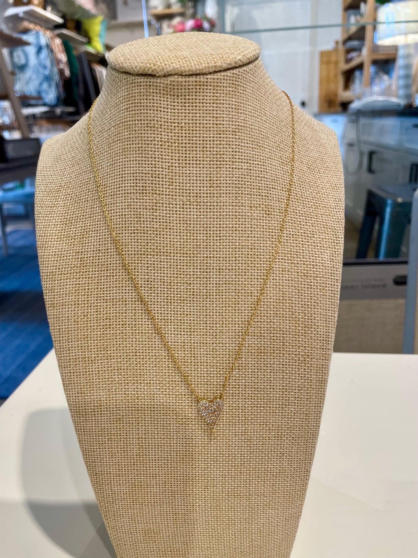 Small Sparkly Heart Pendant Necklace