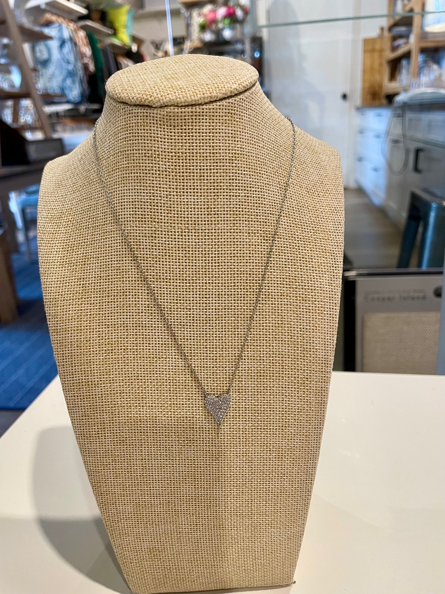 Small Sparkly Heart Pendant Necklace