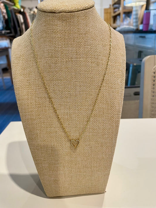 Heart Outline Gold Pendant Necklace