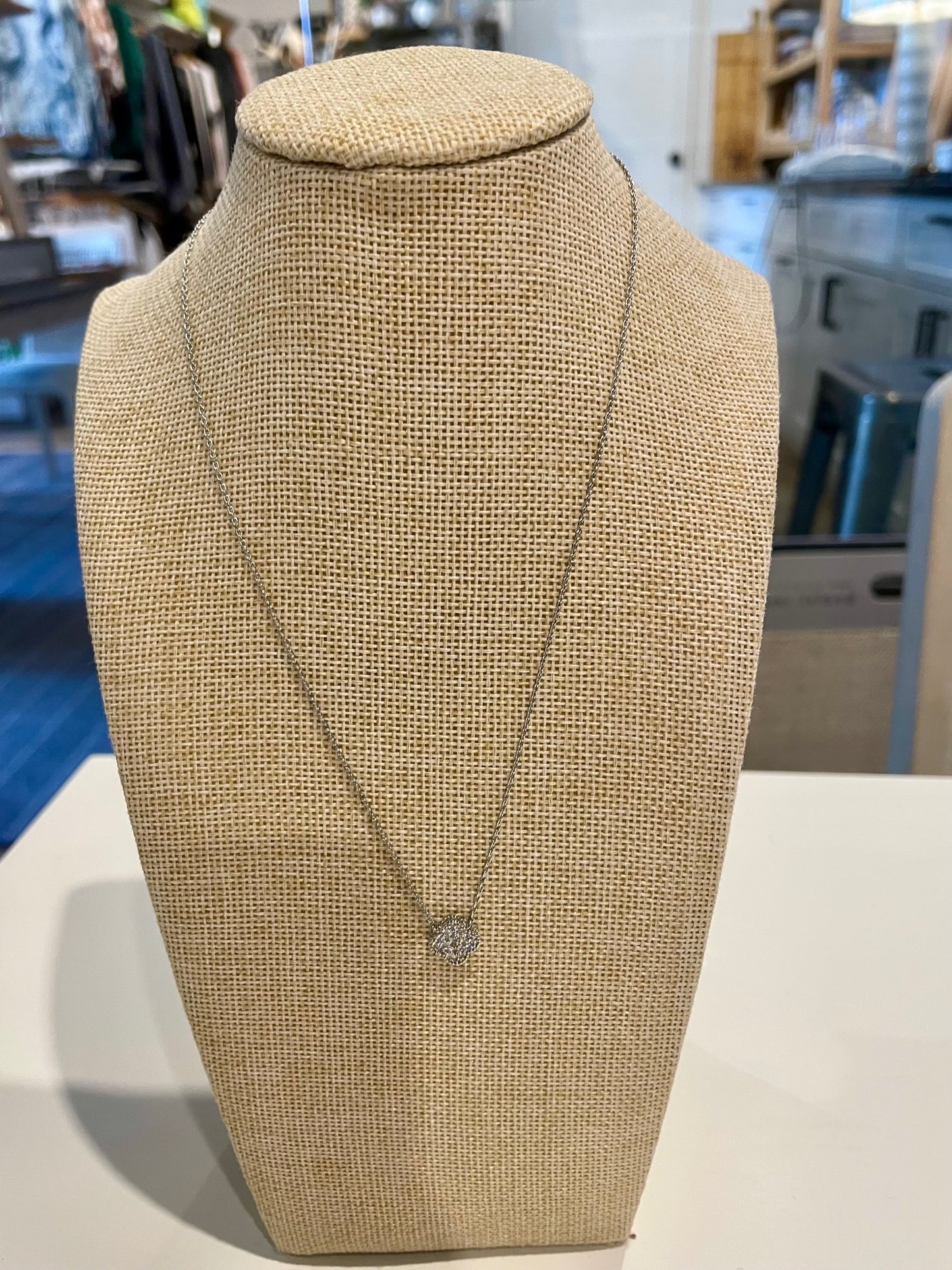 Silver & Sparkly Clover Necklace