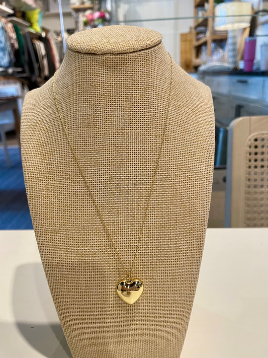 Solid Heart Gold Necklace