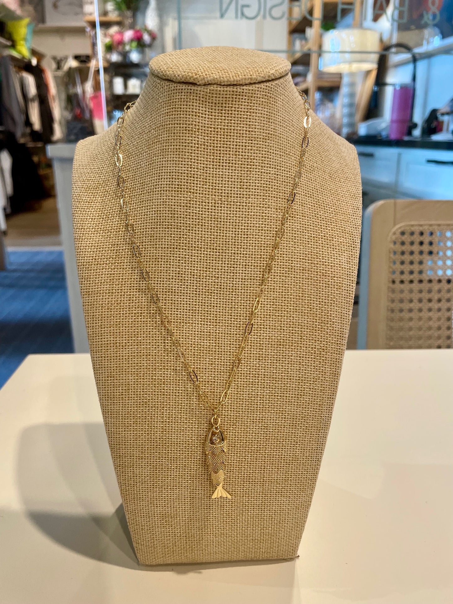 Large Hanging Fish Necklace