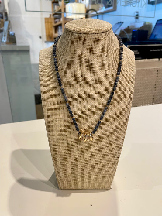 Beaded & Gold Rounds Necklace