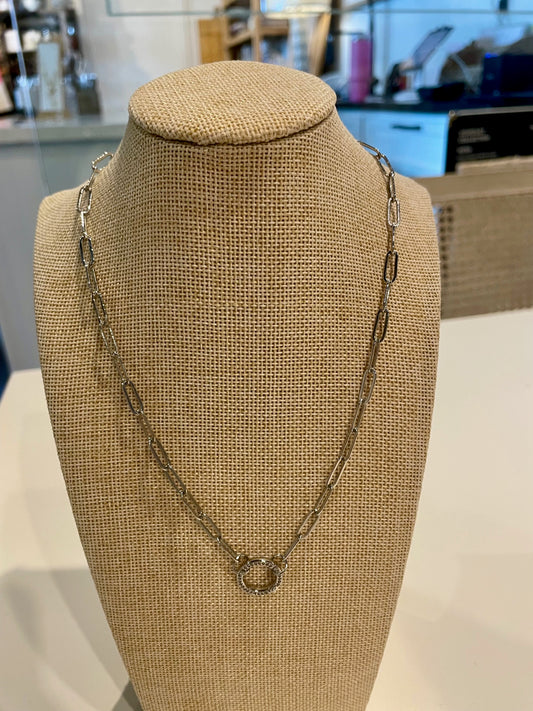 Circle Pendant Silver Chain Necklace