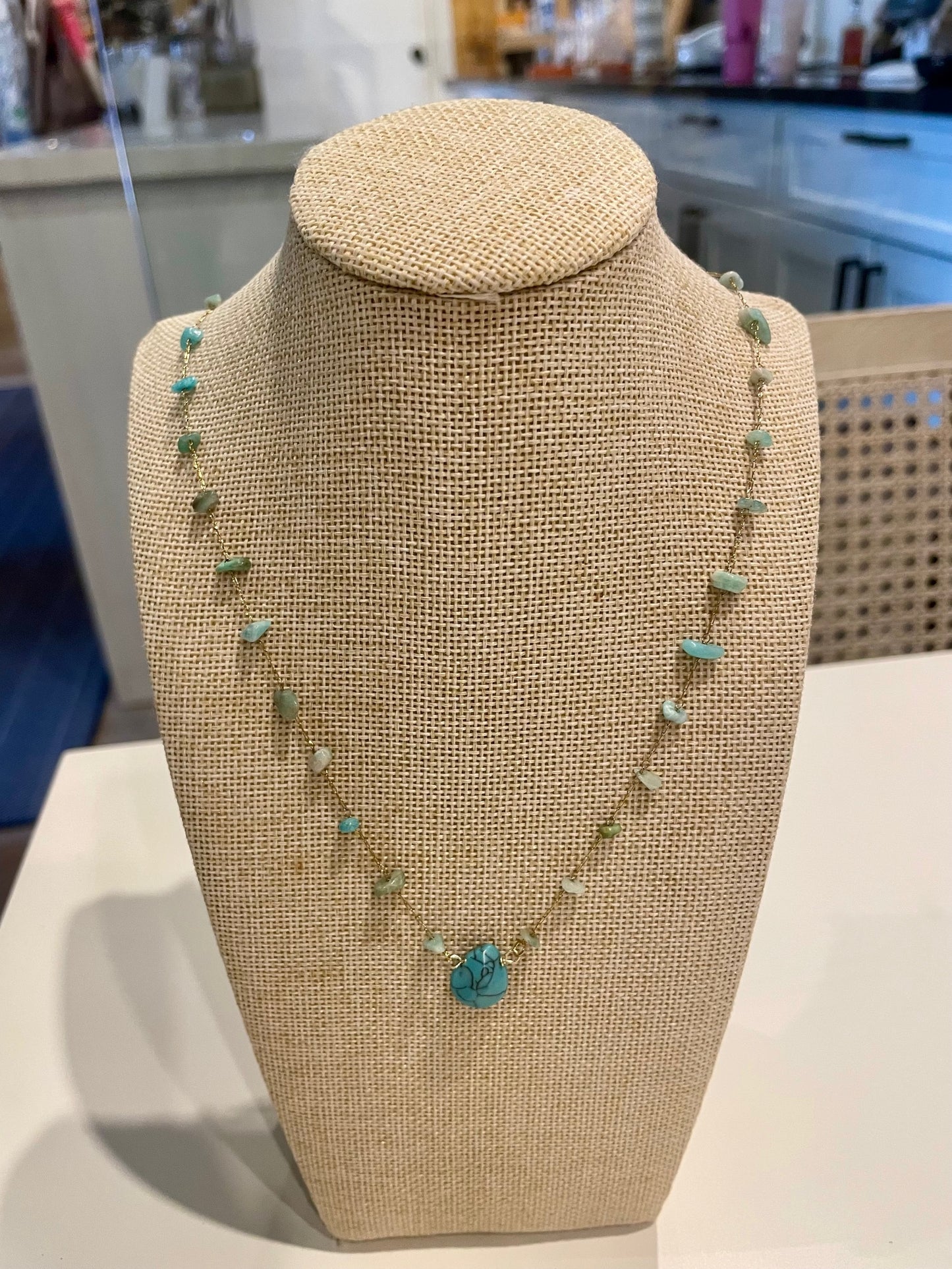 Stone Beaded Gold Necklace
