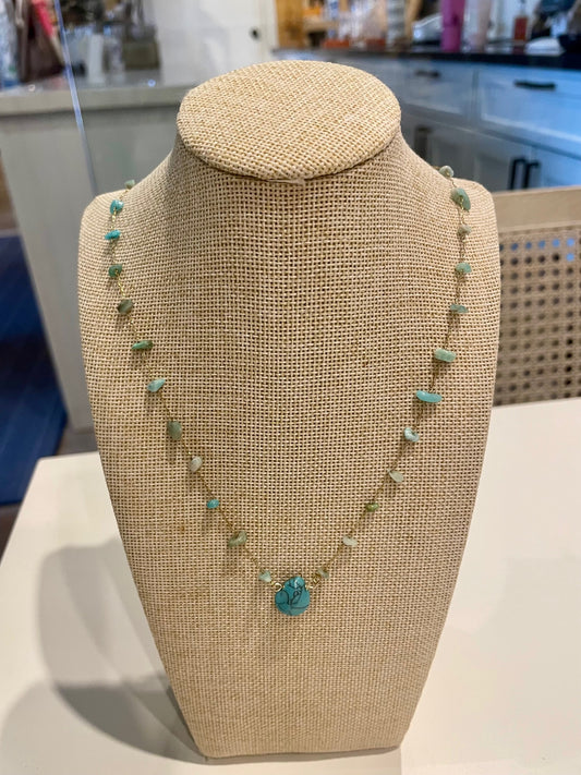 Stone Beaded Gold Necklace
