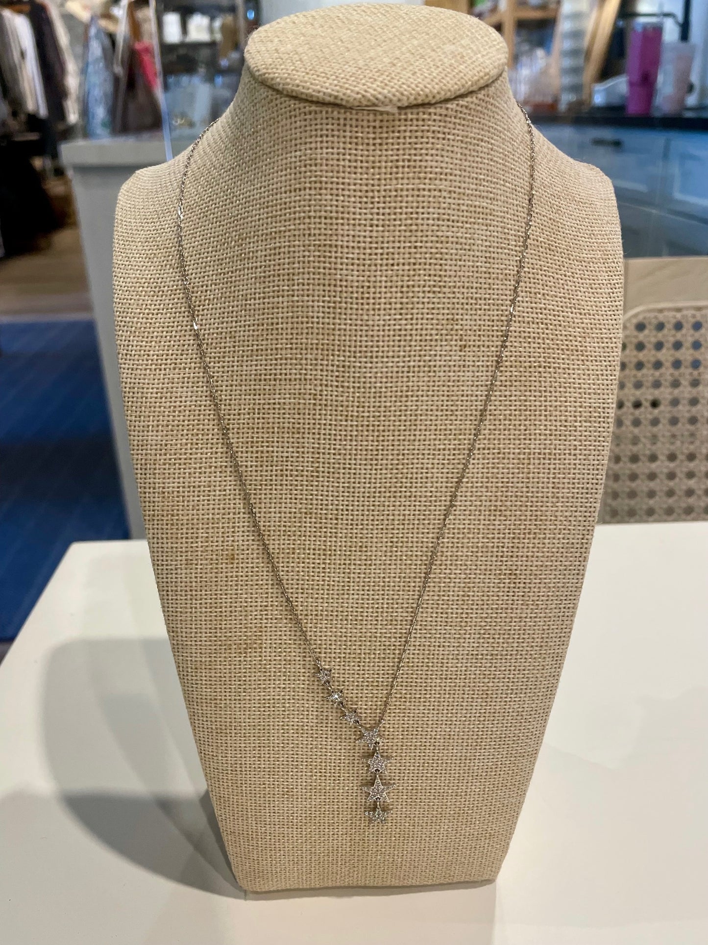 Sterling Silver Floating Teenie Stars Necklace