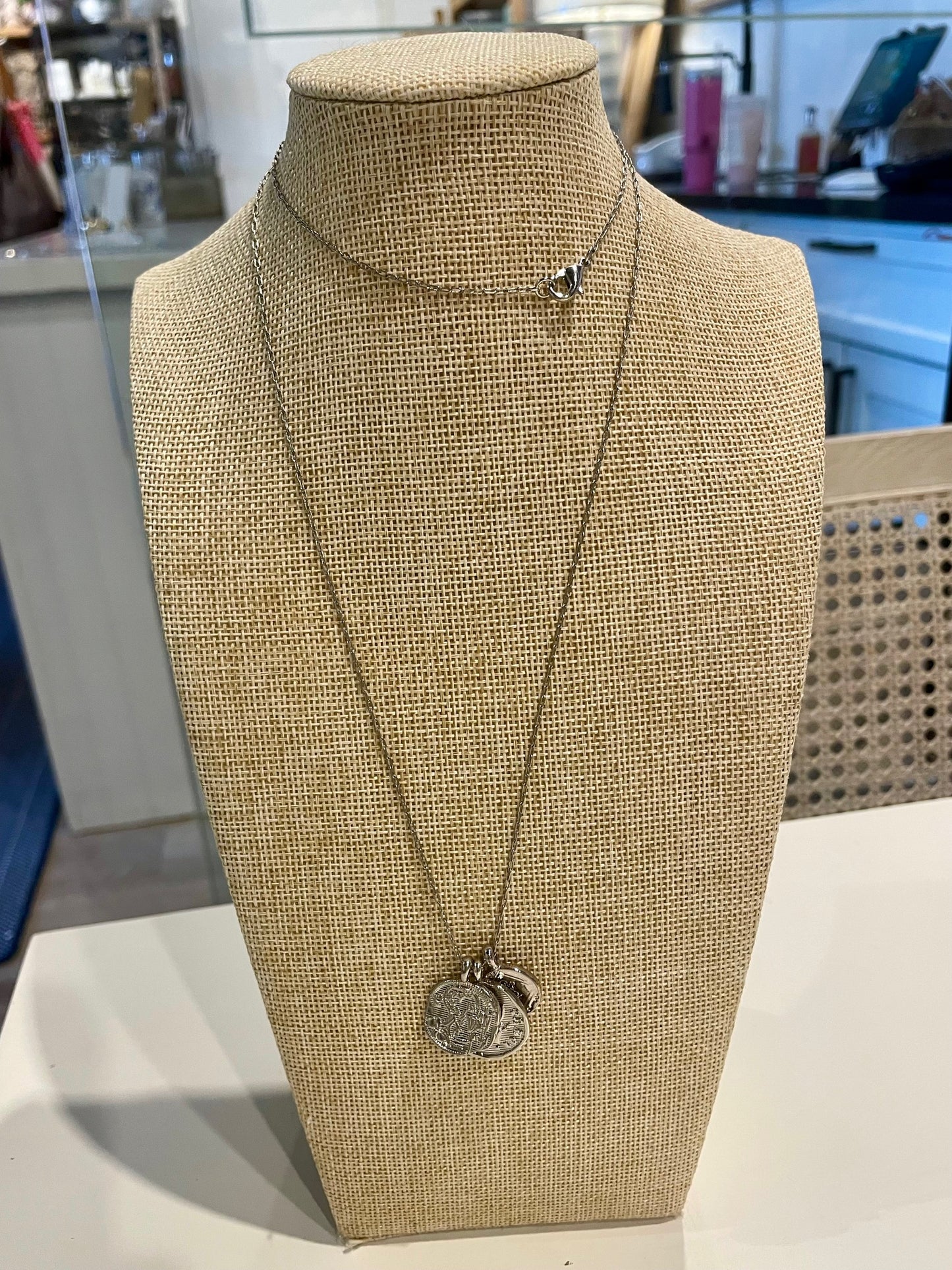 Three Medallion Silver Necklace