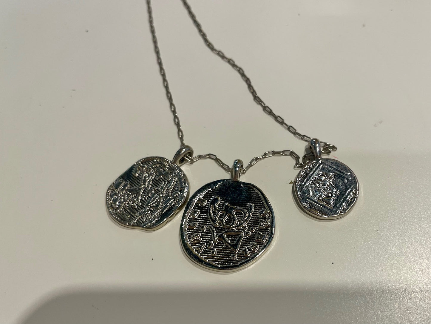 Three Medallion Silver Necklace
