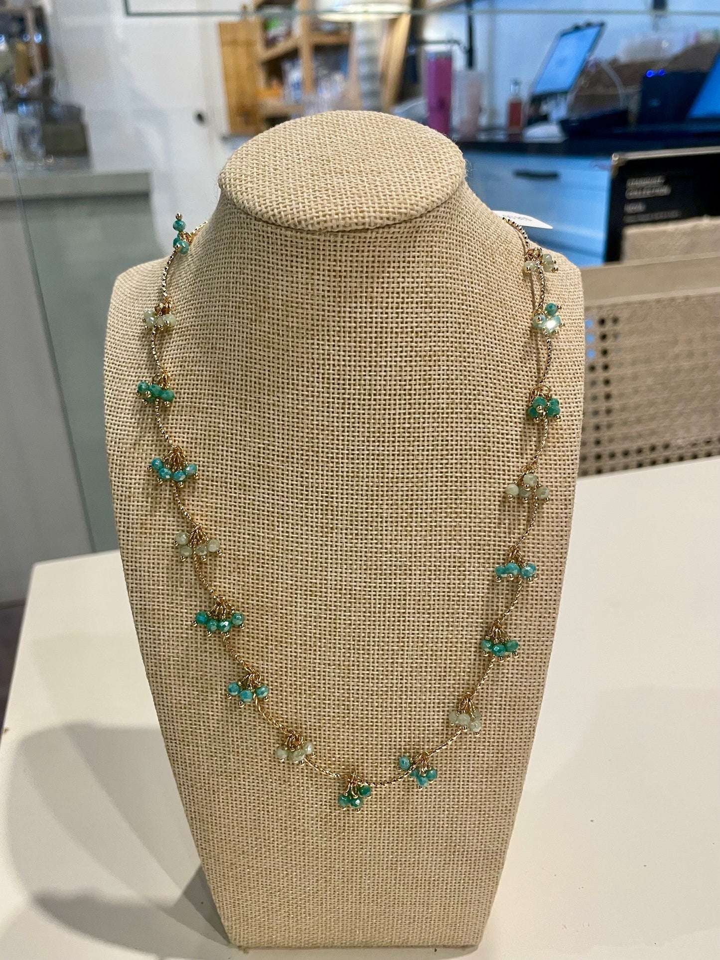 Crystal Clusters Gold Necklace