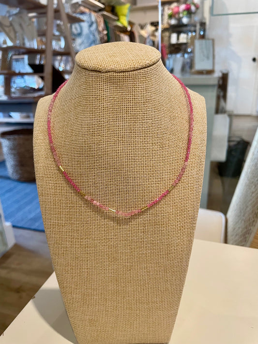 Pink & Gold Beaded Choker