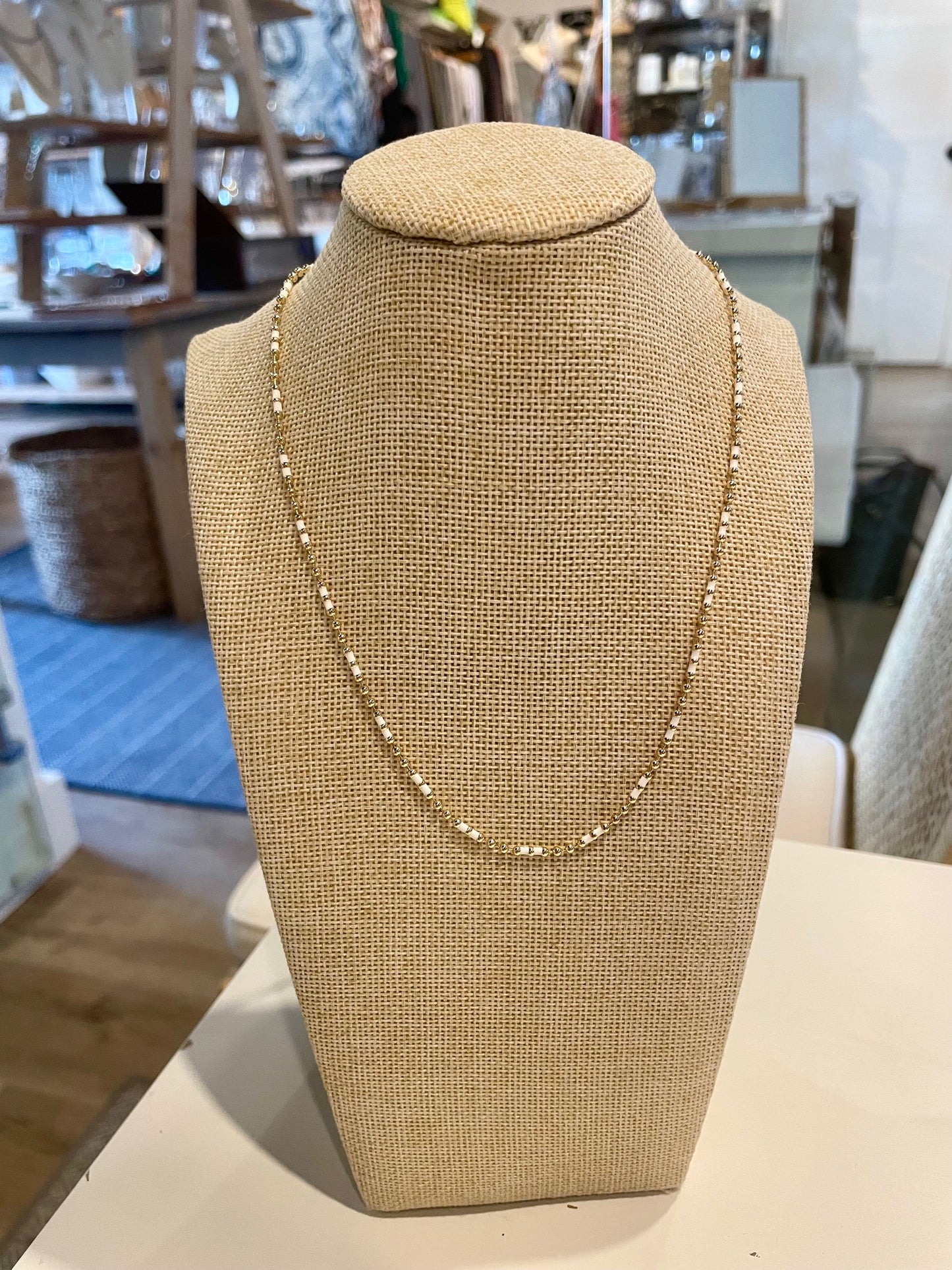 Simple Gold & White Beaded Choker