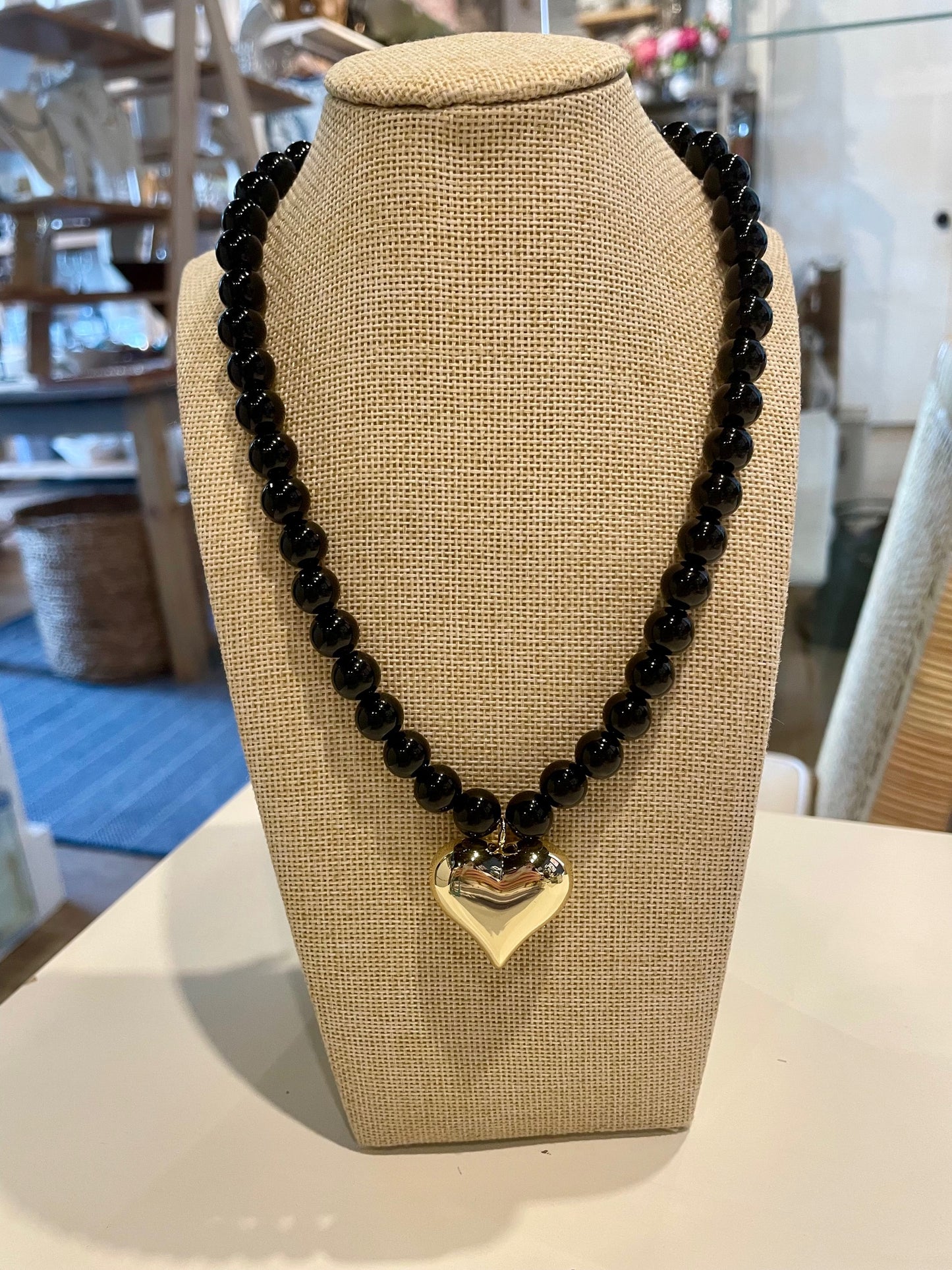 Chunky Beaded Heart Necklace