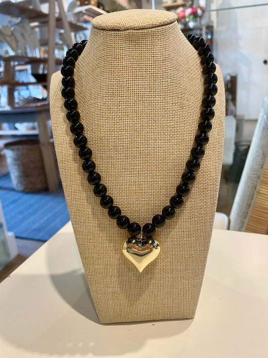 Chunky Beaded Heart Necklace