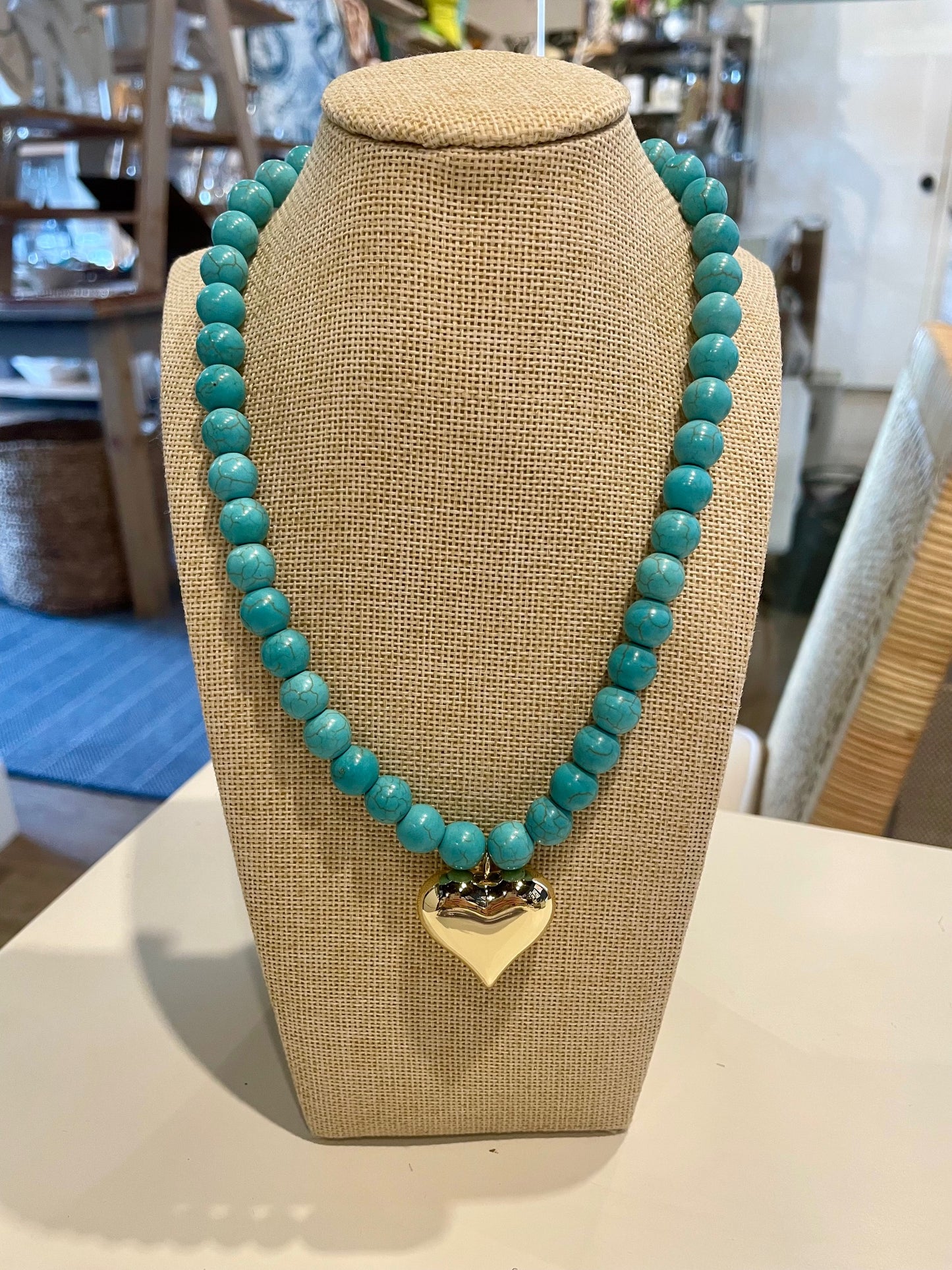 Chunky Beaded Heart Necklace