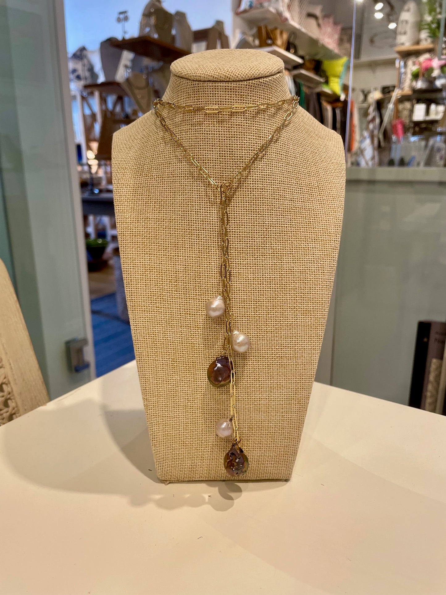 Baroque Pearls Lariat Necklace