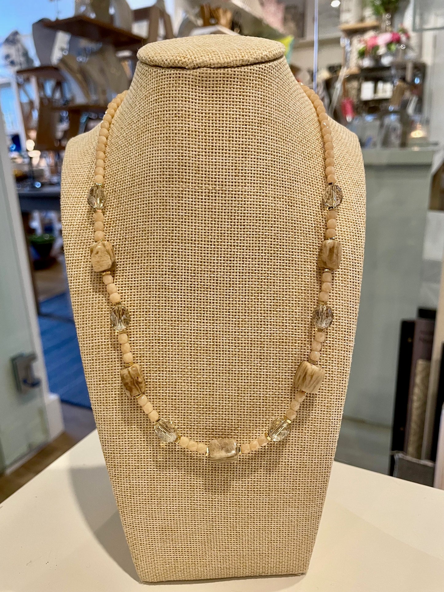 Pink Crystal Beaded Necklace