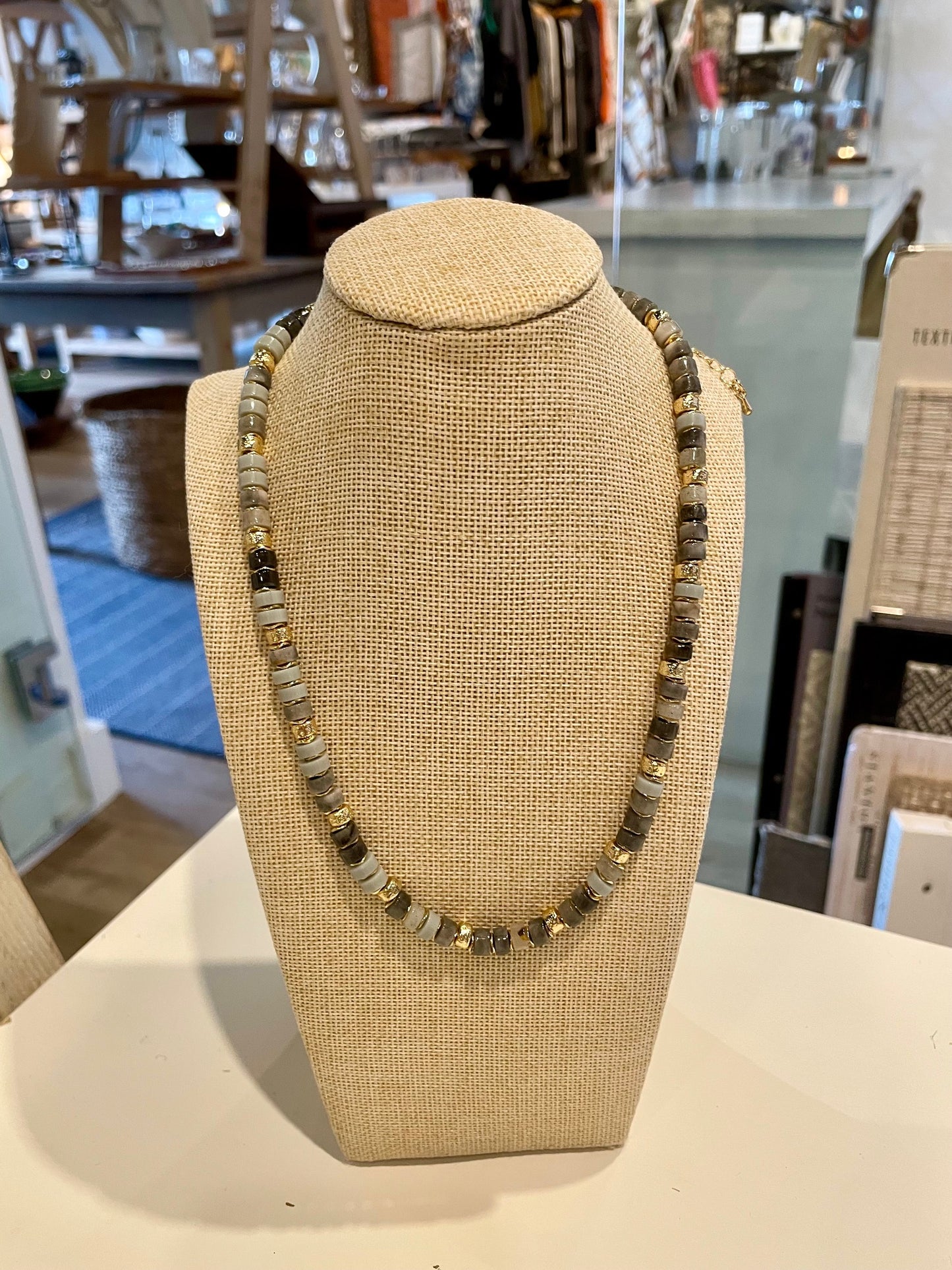 Specks of Gold Beaded Necklace