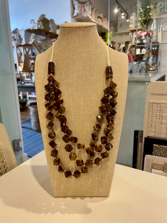 Layered Brown Bead Necklace