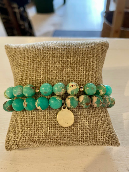 Turquoise Beaded Bracelets Set of 2