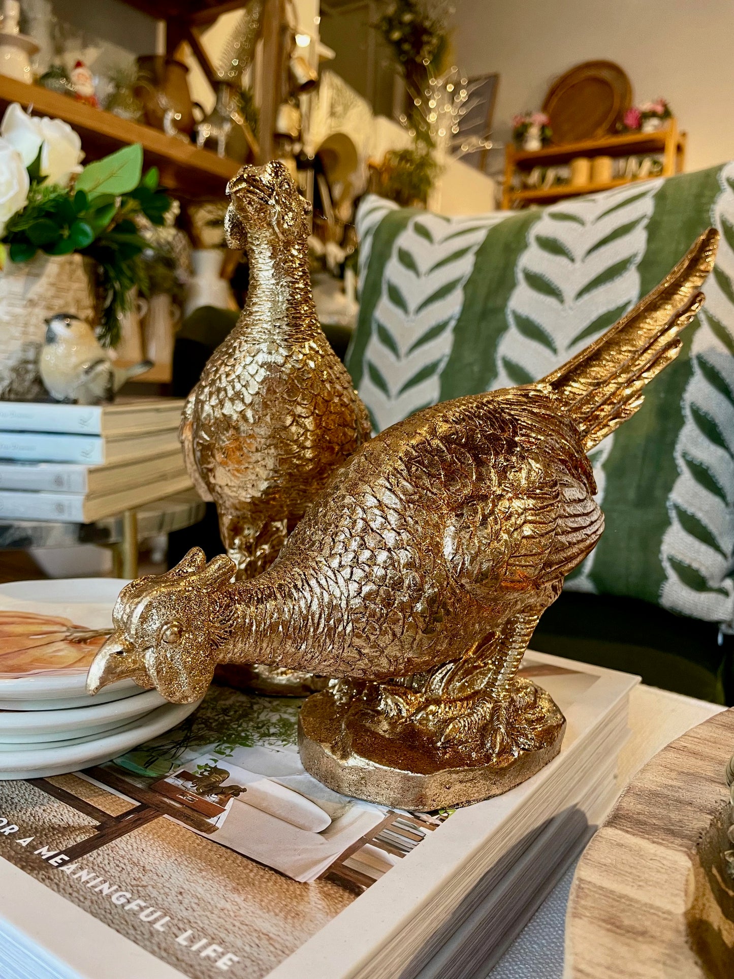 Elegant Gold Bird Statue