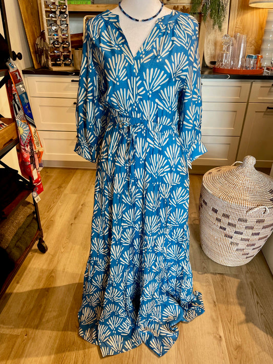 Blue Palm Maxi Dress